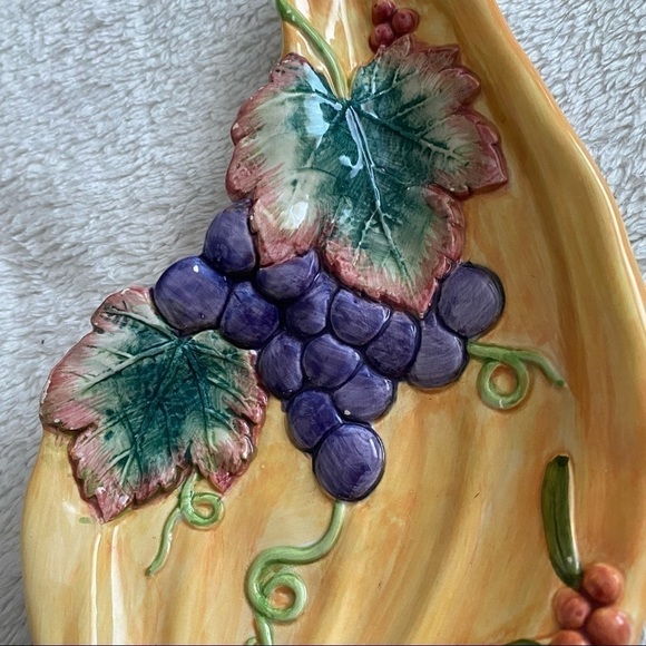 FITZ and Floyd Autumn Harvest Dish squash grapes cranberries pickle dish 1993 - Picture 5 of 6